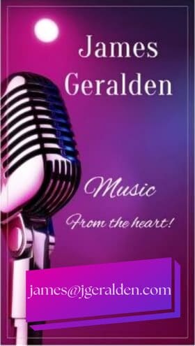 Vintage microphone with James Geralden's music promo.